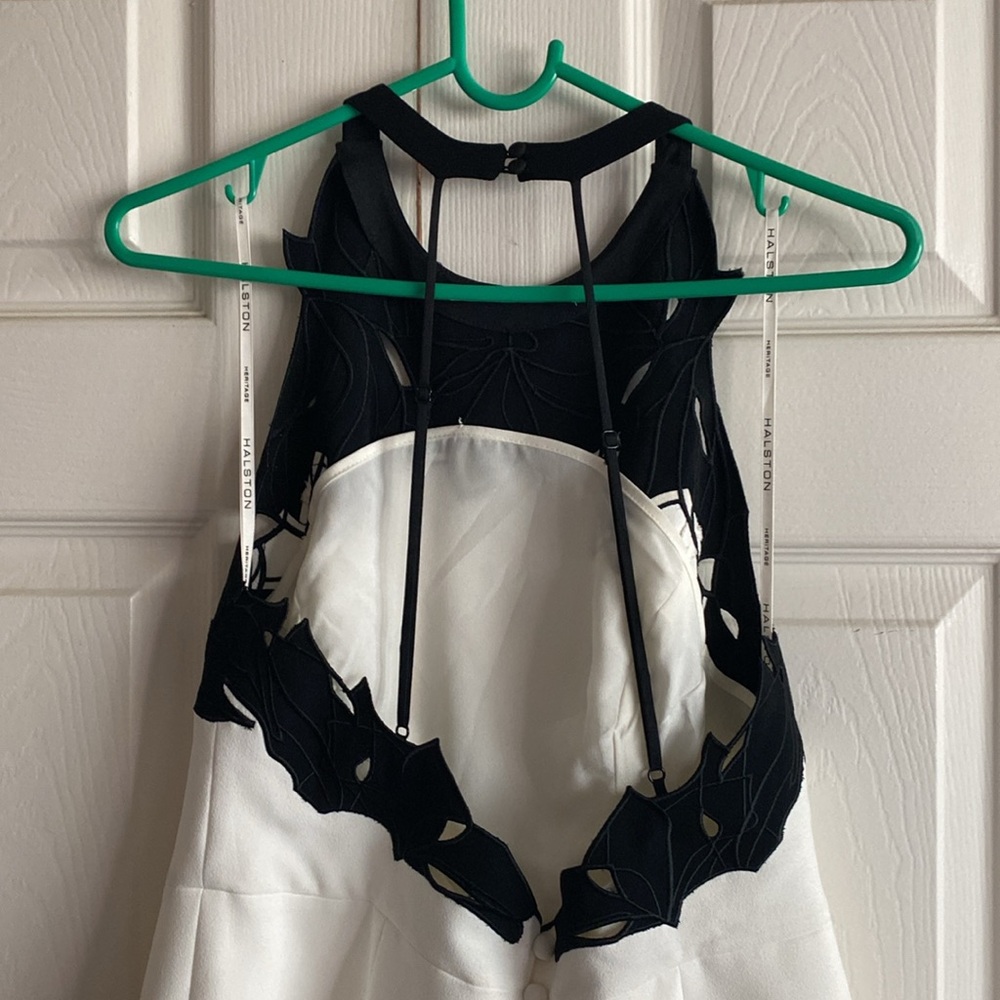 Halston Heritage White Embroidered Colorblock Mini Dress - Picture 8 of 10